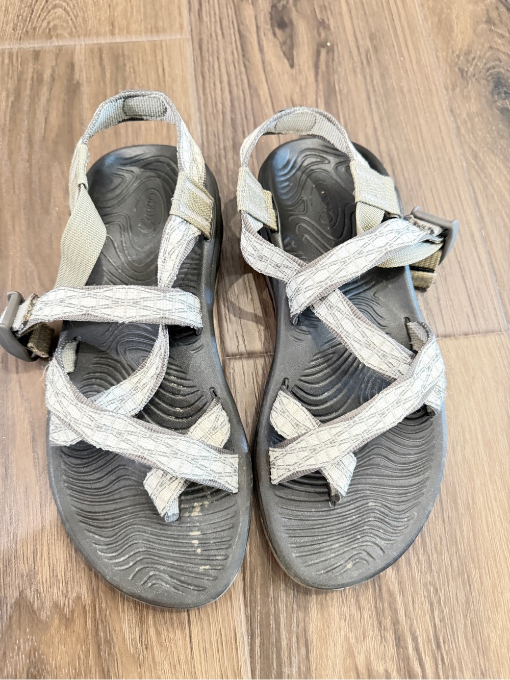 Chaco Light Gray and Black Outdoor Sandals size 8